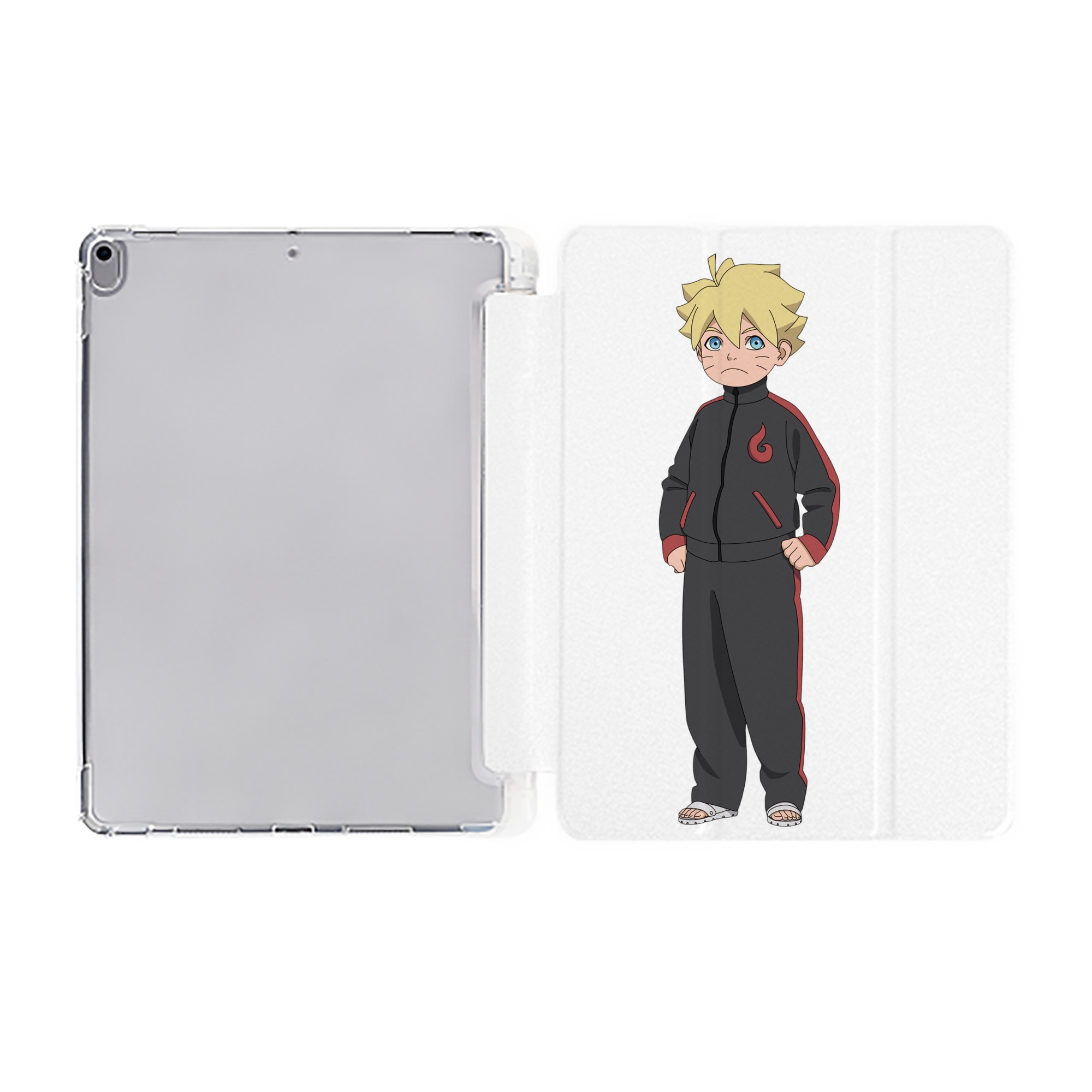 （画像用） NARUTO -ナルト- うずまき ボルト Uzumaki Boruto IPad ケース ペン収納付き 三つ折りスタンド PUレザー×シリコン 対応機種9.5/10.5/10.9インチ